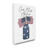 Stupell Industries Patriotic God Bless America Country Quote Jar Flags Canvas Wall Art