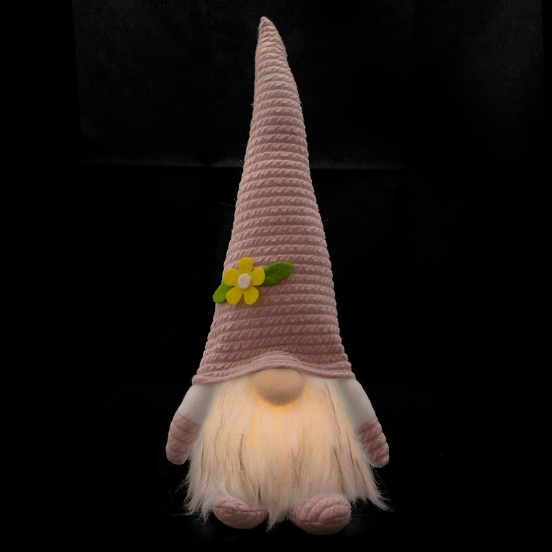 12" Lighted Spring Gnome with Flower Hat