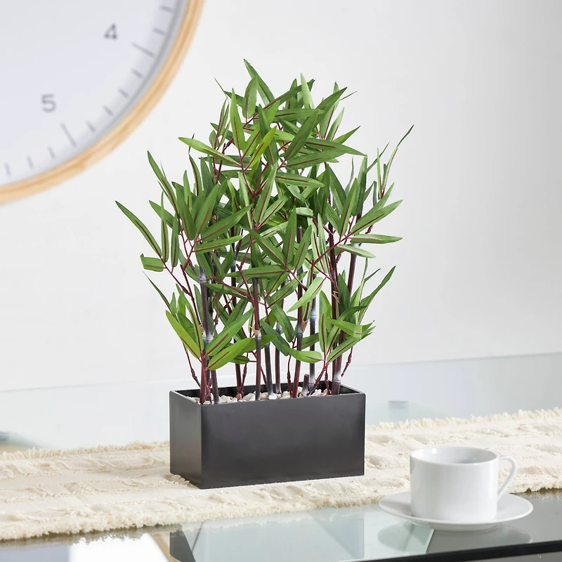18" Green Foliage Artificial Plant with Black Pot