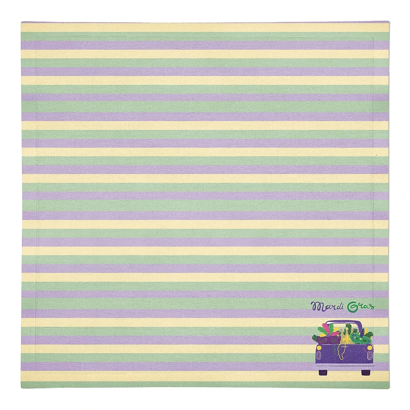 Truck Load Stripes Mardi Gras Cloth Napkin
