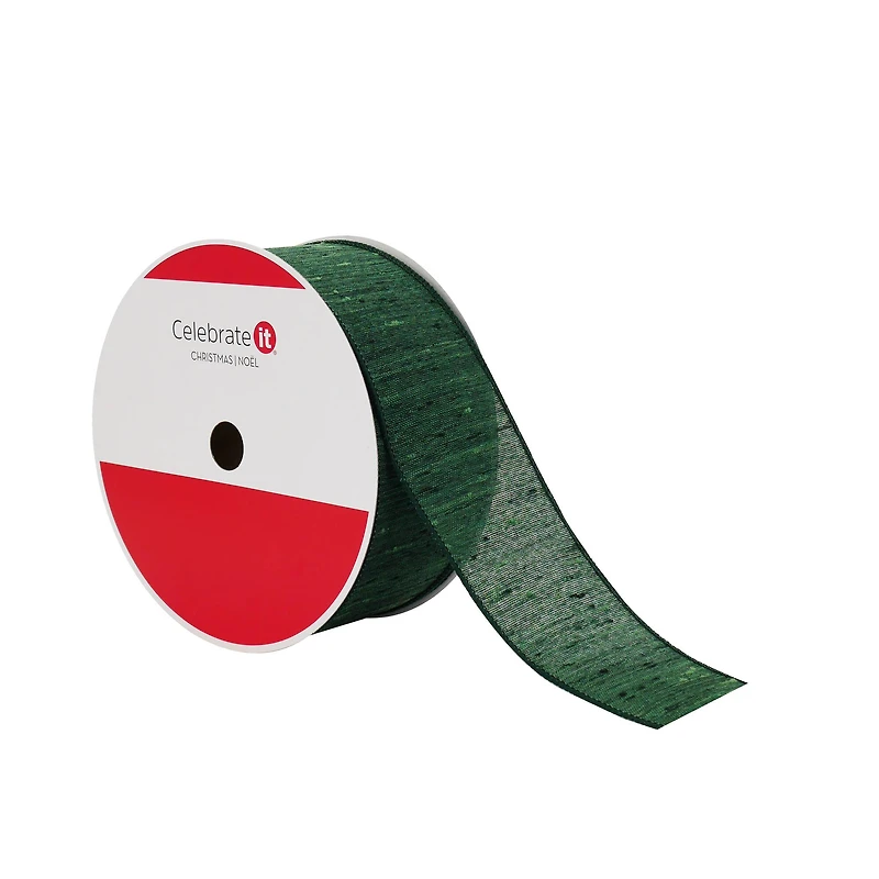 2.5" x 80ft. Green Faux Linen Wired Jumbo Ribbon by Celebrate It®