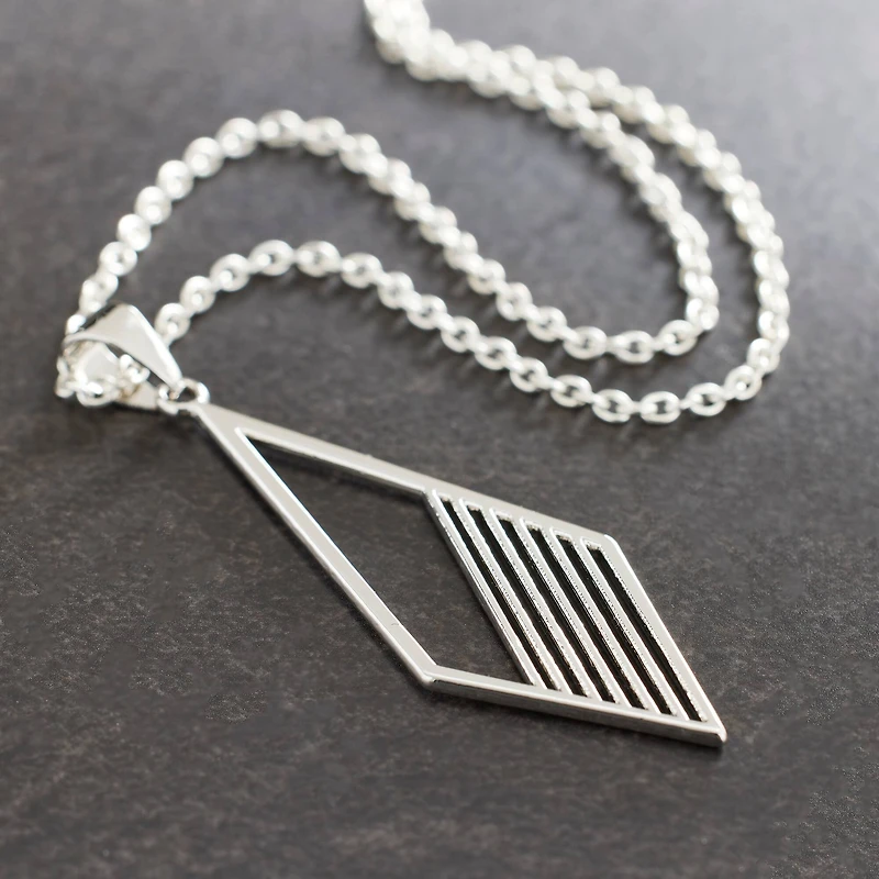 Rhodium Rhombus with Lines Pendant by Bead Landing™