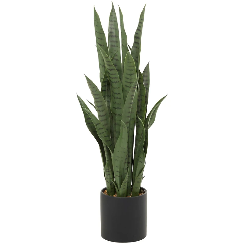 The Novogratz 3ft. Green Faux Snake Foliage Artificial Plant with Black Porcelain Pot