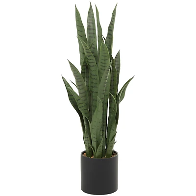 The Novogratz 3ft. Green Faux Snake Foliage Artificial Plant with Black Porcelain Pot