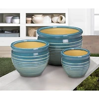 Ocean Breeze Ceramic Planter Set