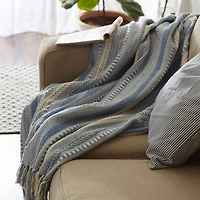 DII® Stonewash Blue Braided Stripe Throw