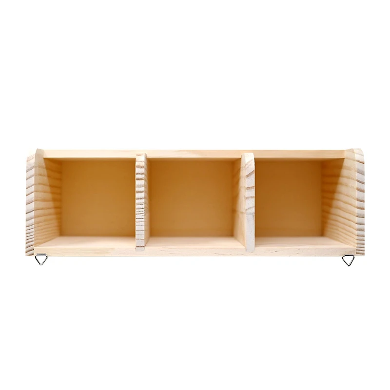 11.5" 3 Compartment Wood Wall Organizer Box