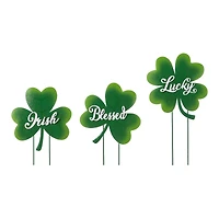 Glitzhome® 36.75" St. Patrick's Metal Shamrock Yard Stake Set