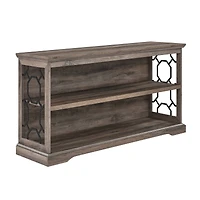 Walker Edison Gray Wash Lateral Bookshelf with Decorative Metal Sides