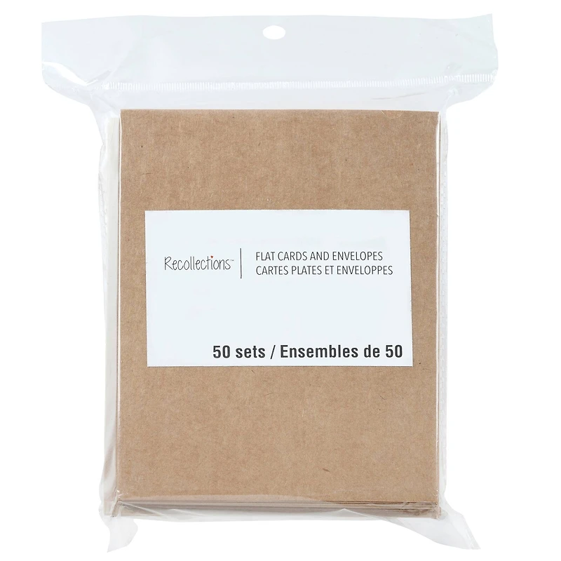 12 Packs: 50 ct. (600 total) 4.25" x 5.5" Kraft Flat Cards & Envelopes by Recollections™