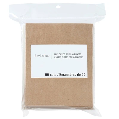 12 Packs: 50 ct. (600 total) 4.25" x 5.5" Kraft Flat Cards & Envelopes by Recollections™