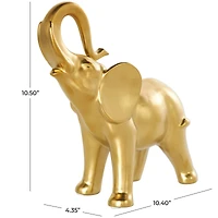 11" Gold Ceramic Elephant Standing Sculpture