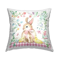 Stupell Industries Spring Bunny & Florals Outdoor Printed Pillow