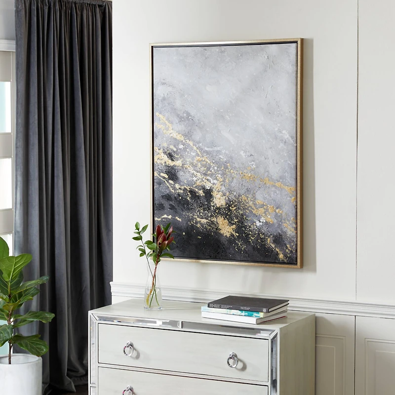 CosmoLiving by Cosmopolitan Black Contemporary Abstract Canvas Wall Art