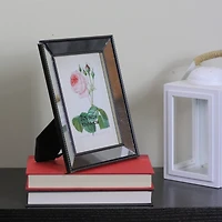 Silver Studded Glass Mirror Encased Photo Picture Frame, 5" x 7"