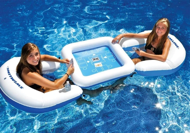 Swimline Inflatable Poker Table & Chairs with Waterproof Playing Cards Set