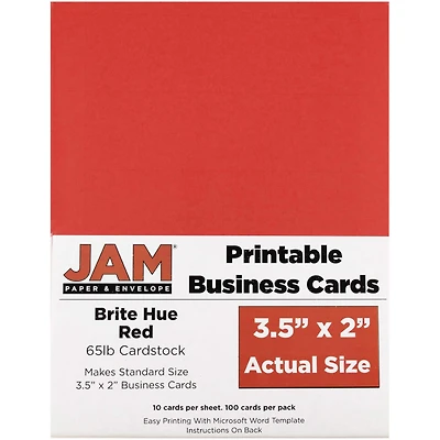 JAM Paper Brite Hue Printable Business Cards