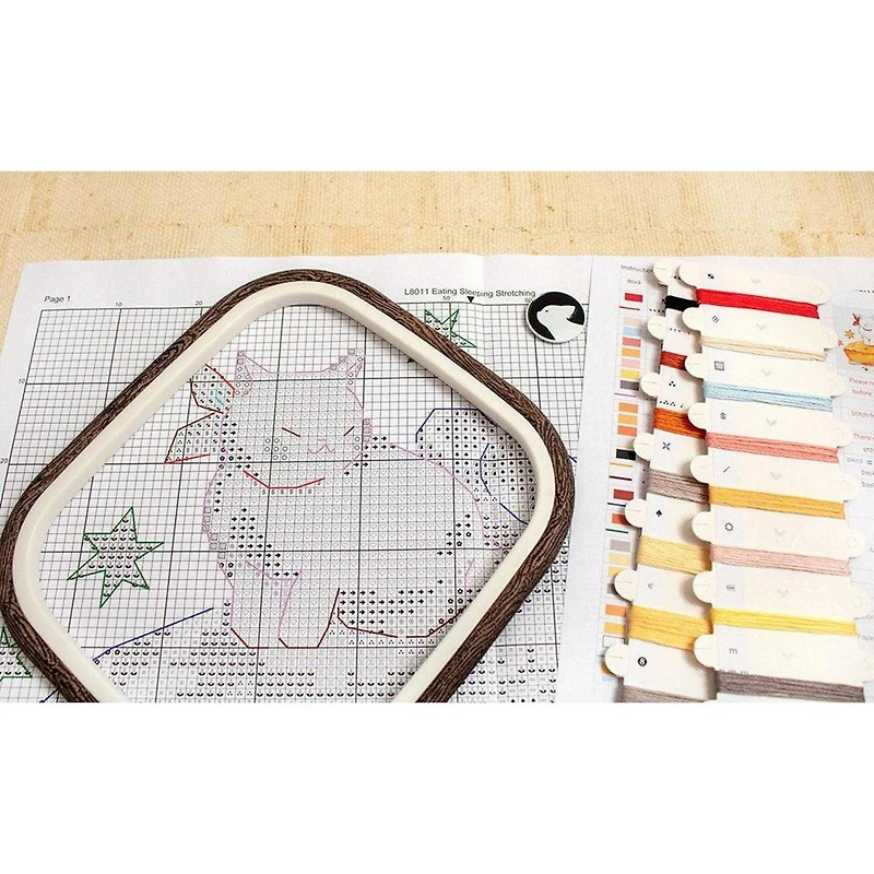 LetiStitch Eating Sleeping Stretching Counted Cross Stitch Kit