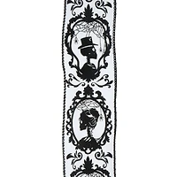 2.5" x 20ft. Black & White Wired Skeleton Portrait Ribbon by Celebrate It® Halloween