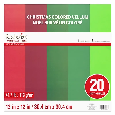 12" x 12" Christmas Colored Vellum Paper Pad by Recollections™