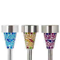 Mosaic Stained Glass Solar LED Pathway Lights Set