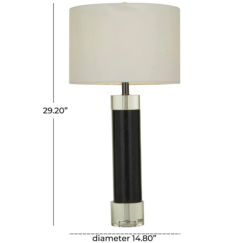 Marble Slender Stand Table Lamp with Drum Shade 15" x 15" x 29