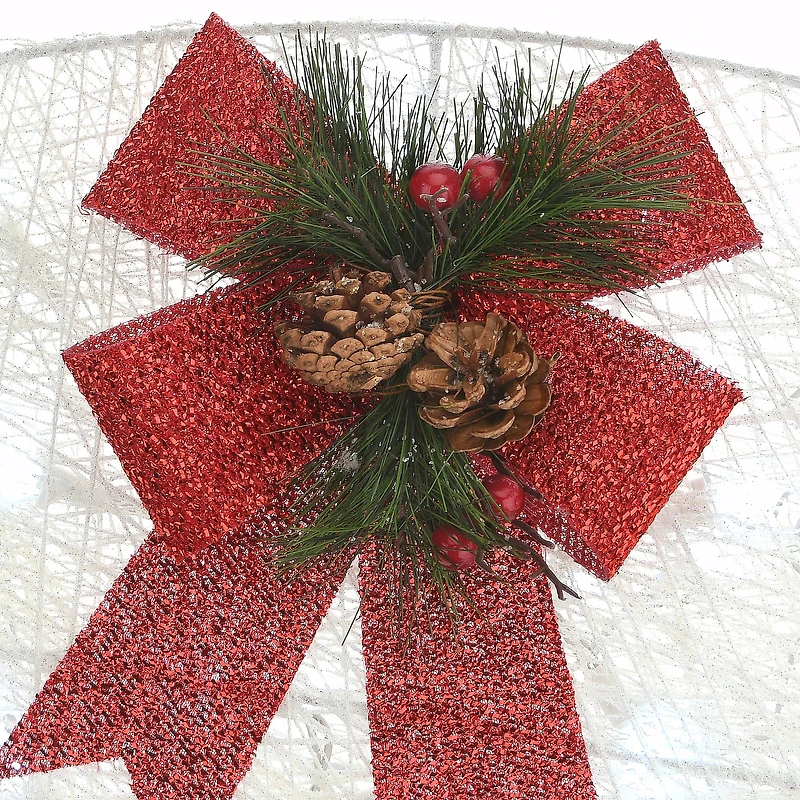 48" White Sisal Reindeer Pulling Sleigh with 140 Cool White LED Lights