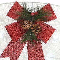 48" White Sisal Reindeer Pulling Sleigh with 140 Cool White LED Lights