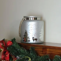 9.5" Reindeer & Tree Silhouette Pillar Candle Holder with Handle