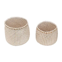 Hello Honey® Natural & White Hand-Woven Seagrass & Paper Baskets with Pattern Set