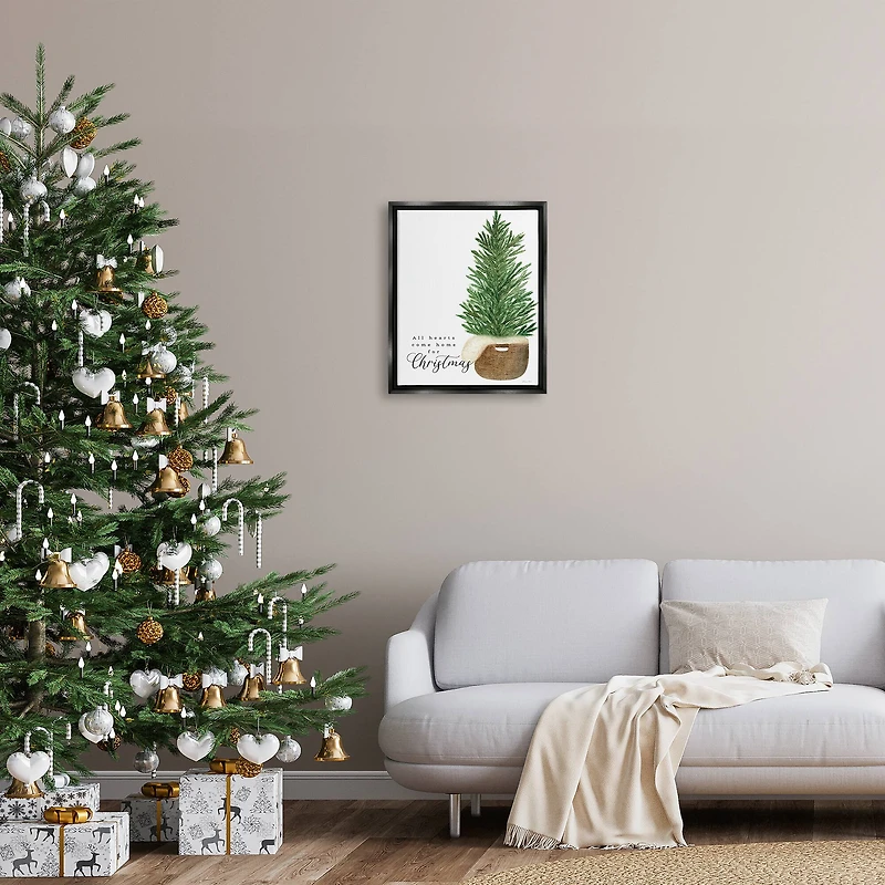 Stupell Industries All Hearts Home For Christmas Phrase Floater Canvas Wall Art