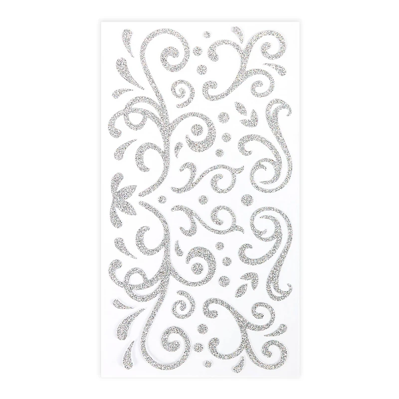 Silver Holographic Glitter Swirl Stickers by Recollections™