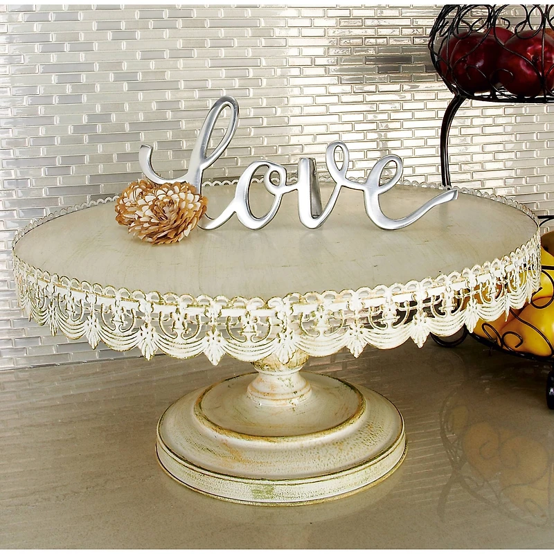 22" White Iron Farmhouse Cake Stand
