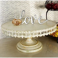 22" White Iron Farmhouse Cake Stand