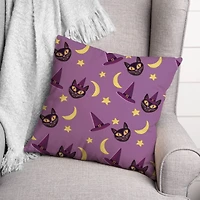 Cat & Witch Hat Throw Pillow