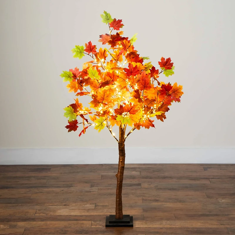 4ft. Pre-Lit Shades of Autumn Maple Artificial Fall Tree with 180 Warm White LED Lights