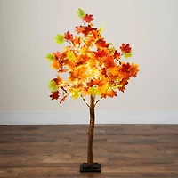 4ft. Pre-Lit Shades of Autumn Maple Artificial Fall Tree with 180 Warm White LED Lights