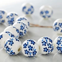 White & Sapphire Ceramic Round Beads, 12mm by Bead Landing™