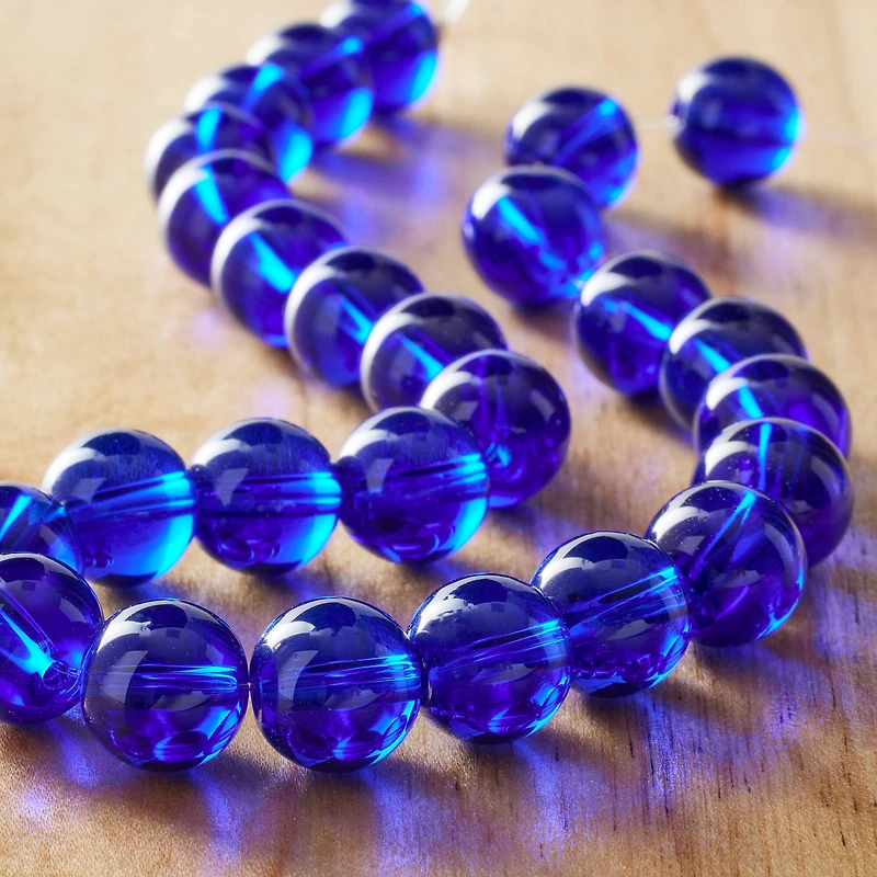 12 Pack: Blue Glass Round Beads, 10mm by Bead Landing™
