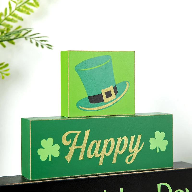 Glitzhome® 9.5" St. Patrick's Wooden Block Table Sign
