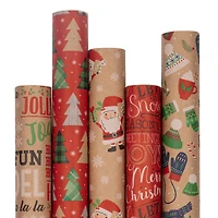 JAM Paper Kids Kraft Christmas Gift Wrap Set, 5ct.
