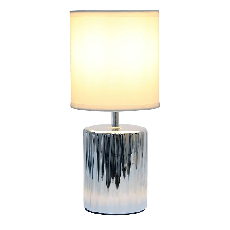 Simple Designs 11.5" Ruffled Metallic Chrome Capsule Table Lamp