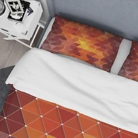 Designart 'Triangular Geometry in Red and Orange' Modern & Contemporary Bedding Set