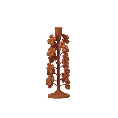 Hello Honey® 11" Terra Cotta Blossom Taper Candle Holder
