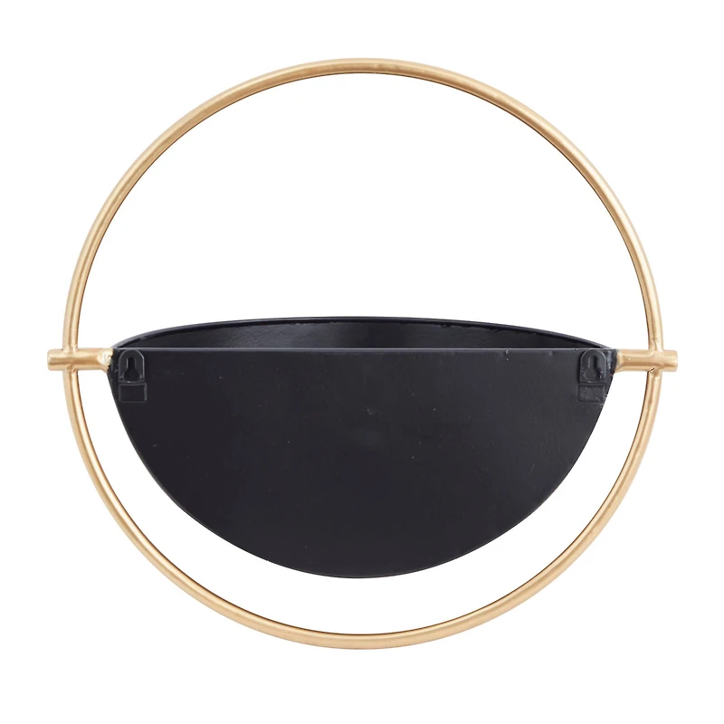 Set of 3 Black Iron Contemporary Planters, 15" x 14" x 5"