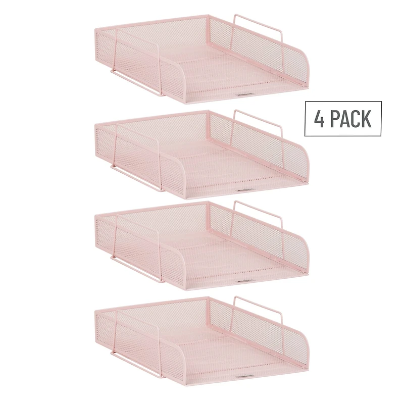 Mind Reader Stackable Paper Tray, Desktop Organizer, File Storage, Office, Metal Mesh, 4 Pcs