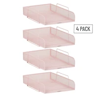 Mind Reader Stackable Paper Tray, Desktop Organizer, File Storage, Office, Metal Mesh, 4 Pcs
