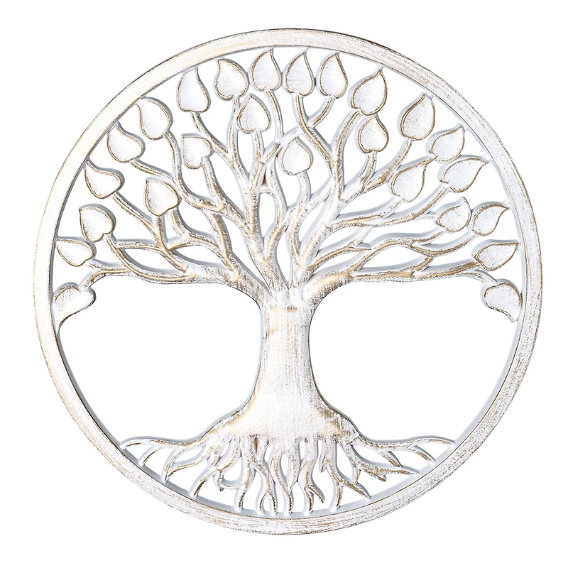 American Art Décor™ 15.5" Tree of Life Medallion Boho Wall Art with White with Gold Accents