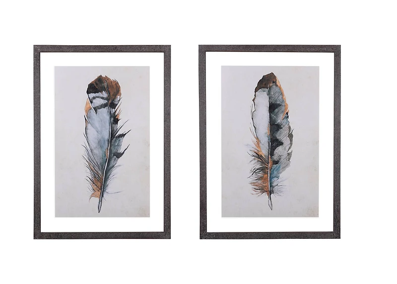Hello Honey® Wood Framed Wall Décor with Feathers Set