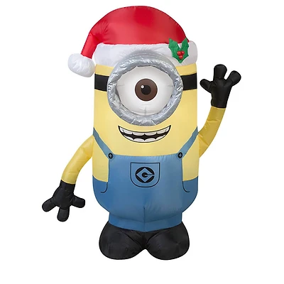 3.5ft. Airblown® Inflatable Minion Stuart with Santa Hat